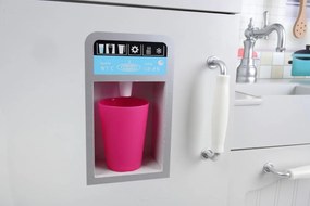 Bucătărie de jucărie din lemn pentru copii cu iluminare LED, accesorii și efecte sonore