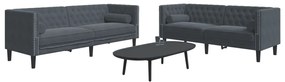 vidaXL Set canapele Chesterfield cu perne rulou, 2 piese, gri, catifea