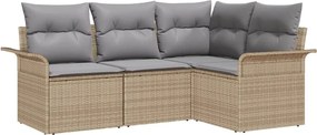 vidaXL Set de canapele pentru grădină 4 pcs Bej poliratan