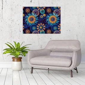 Tablou pe sticlă - 3D flori (70x50 cm)
