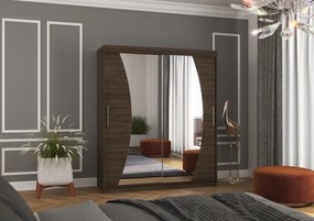 Dulap cu usi glisante si oglinda 180x215 cm, Dolores, ADRK Furniture (Culoare: Alb)