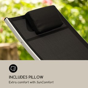 Blumfeldt Sun Valley, șezlong pliabil, pernă, negru