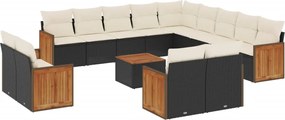 vidaXL Set mobilier de grădină cu perne, 14 piese, negru, poliratan