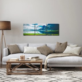 Tablou cu lac și munți (cu ceas) (90x30 cm)