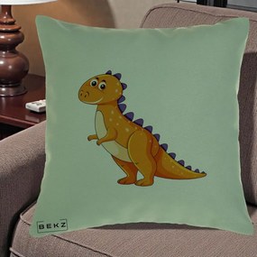 Perna Decorativa T-Rex Portocaliu, 40x40 cm, Verde, Husa Detasabila, Perna Inclusa, BEKZ®