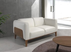 Canapea 2 locuri eleganta tapitata in piele alba, design LUX Arawan