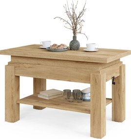 Mazzoni BRAWO Stejar Craft Auriu - MĂSUȚĂ DE CAFEA CU BLAT EXTENSIBIL ȘI RIDICABIL MASĂ CU RAFT