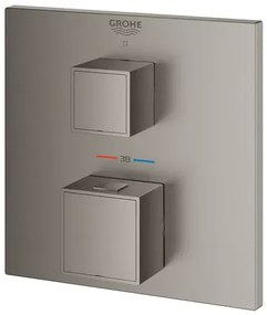 Baterie dus incastrata Grohe Grohtherm Cube termostatata antracit periat Hard Graphite fara corp ingropat