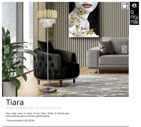 Lampadar/Lampa de podea design elegant Tiara crom/auriu