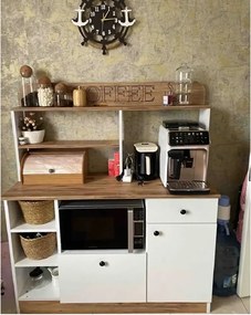 Set mobilier bucatarie Loura, alb si nuc