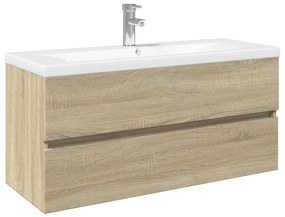 3307665 vidaXL Set mobilier de baie, 2 piese, ceramică și lemn prelucrat