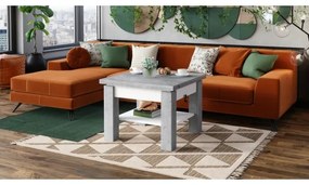 Masă extensibilă CALEB cu blat rabatabil, gri beton/alb