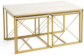Set 3 măsuțe cafea Defenella (Marmură + Auriu). 1107089