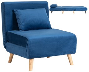 JAKS Fotoliu extensibil Marry velur albastru închis