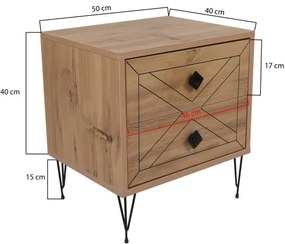 Noptieră LUNA 55x50 cm maro/neagră