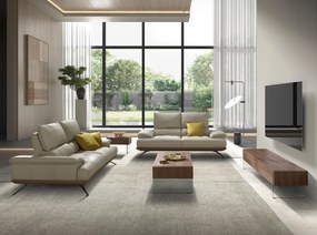 Canapea 2 locuri, tapitata cu piele naturala, spatar rabatabil Grey taupe