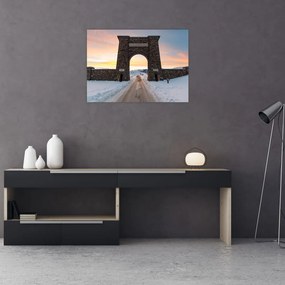 Tablou pe sticlă cu poarta, Yellowstone (70x50 cm)