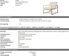 Fotoliu elegant design LUX Olsen, boucle crem 115043 HZ