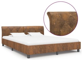 vidaXL Cadru de pat, maro, 160 x 200 cm, piele întoarsă ecologică