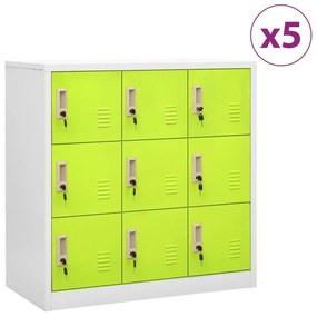 vidaXL Dulapuri vestiar 5 buc. gri deschis și verde 90x45x92,5 cm oțel