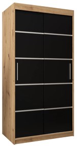 Dulap de haine 120 cm Verika 1 120 (stejar artisan + negru). 1063685