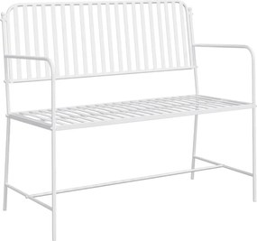 vidaXL Bancă de grădină Alb Simplu 103,5 x 51,5 x 90 cm Oțel