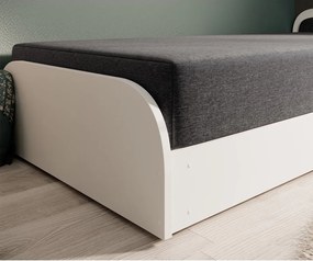 Pat alb/gri închis tapițat/din placă aglomerată de lemn cu spațiu de depozitare cu saltea 80x190 cm Parys – ELTAP