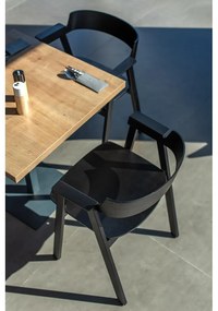 Scaun de dining negru cu cotiere din lemn de stejar Flip – Gazzda