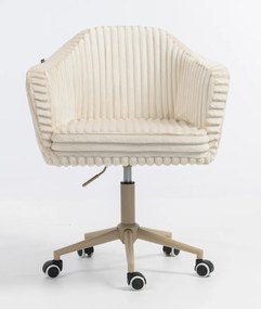 HR832K Scaun Cappuccino Teddy Cord cu Bază Crem