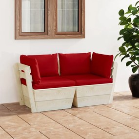 Canapea gradina 2 locuri din paleti, cu perne, lemn de molid