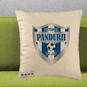 Perna Personalizata Pandurii Targu Jiu Fotbal, 40x40 cm, Bej, Husa Detasabila, Perna Inclusa, BEKZ®