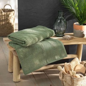 Prosop kaki din bumbac din frotir 90x150 cm Tendresse – douceur d'intérieur