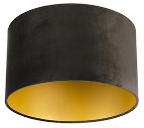 Abajur din catifea neagră 35/35/20 cu interior auriu