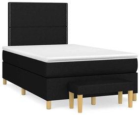 vidaXL Pat box spring cu saltea, negru, 120x190 cm, catifea