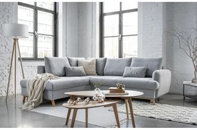 Colțar gri deschis extensibil/cu spațiu de depozitare (cu colț pe partea stângă/în formă de ”L”) Scandic Lagom – Miuform