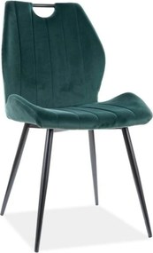Scaun bucatarie elegant ARCO, verde inchis/negru, stofa/metal, 51x46x9