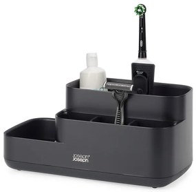 Organizator pentru baie Joseph Joseph EasyStore 70600, 24.9x12 cm, Baza antiderapanta, Fara BPA, Negru
