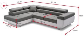 Supermobel Coltar extensibil ASTON, 273x70/85x203, sioux 1115/lux 32, colt pe dreapta