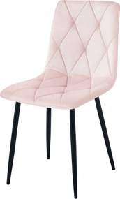 Scaun de dining din catifea roz deschis LIBRA cu picioare negre