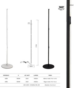 Lampadar/Lampa de podea LED design modern minimalist TORCH alb