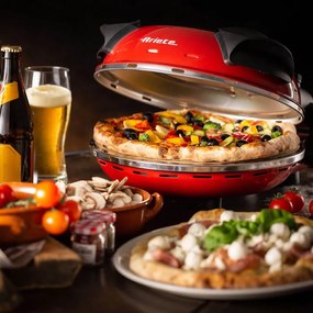 Cuptor electric pentru pizza Ariete "Pizza in 4 minute" 0909/10, 1200W, 32 cm, Pana la 400°C, 5 trepte, Placa de piatra, Acoperire antiaderenta, Rosu