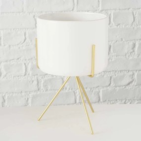 SUPORT GHIVECI, H 26 CM, CERAMICA/METAL, ALB/AURIU