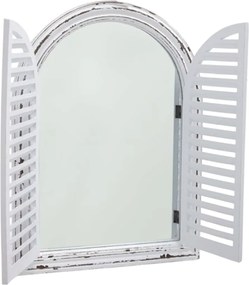 Oglinda tip Fereastra cu obloane COUNTRY, Alb antichizat, 45x62cm