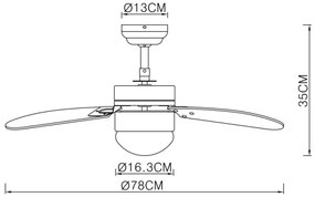 Globo 03801 - Ventilator de tavan RIVALDO 1xE14/60W/230V