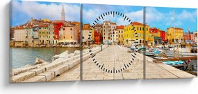 Tablou - Orașul Istrian vechi Poreč, Croația (cu ceas) (90x30 cm)