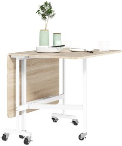 HOMCOM Masă de Dining Pliabilă pentru 4-6 Persoane cu Roți și Aripi Rabatabile Masă Rabatabilă pentru Bucătărie Sufragerie 120x80x73 cm Stejar | Aosom Romania