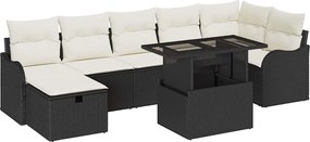 vidaXL Set de canapele pentru grădină cu pernă 8 pcs Negru Rattan poli