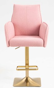 HR280KW Scaun Roz Pudra Boucle cu Bază Aurie