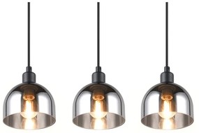 Lustră neagră/argintie cu abajur din sticlă Molly – Trio