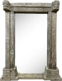 Oglindă din lemn masiv de tec sculptat manual, 150x18x210 cm, "Ancient"